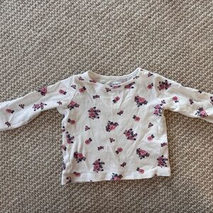 Carter's White Long-Sleeve Tee with Pink Floral Print